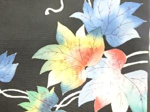 アンティーク　塩瀬手描き蔦の葉模様名古屋帯